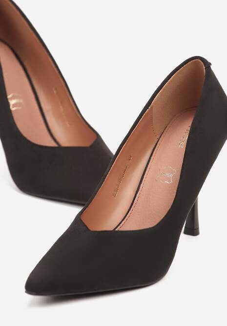 Czarne Klasyczne Szpilki Vices z Wkładką ze Skóry Naturalnej Alondie