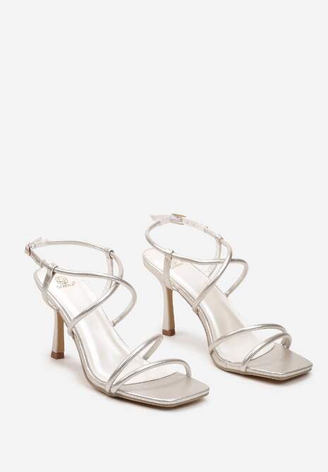 Białe Sandały na Szpilce z Cienkimi Paskami i Sprzączką Penrosema