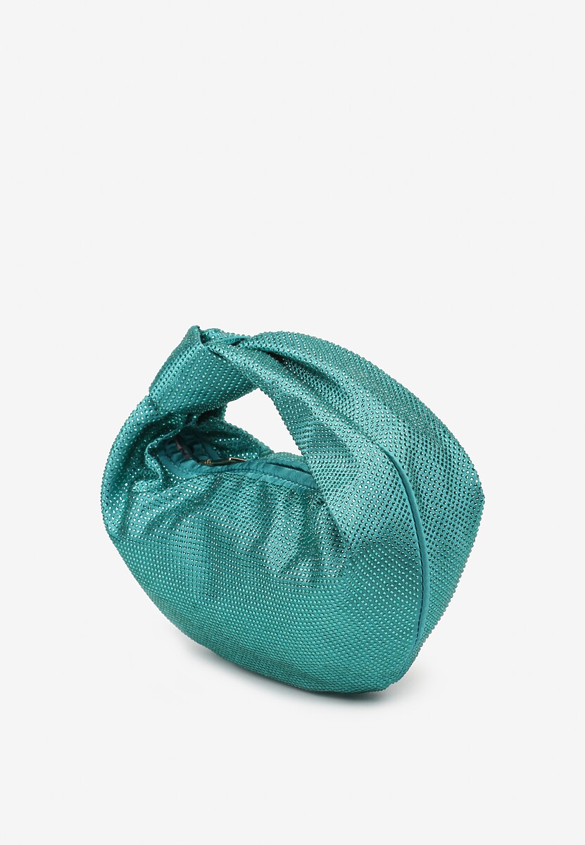 Zielona Błyszcząca Torebka z Rączką i Ozdobnym Wiązaniem Jorella