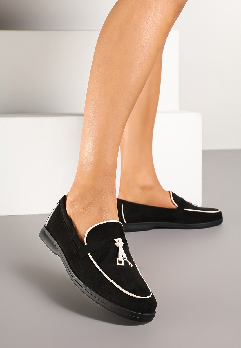 Czarno-Białe Klasyczne Mokasyny z Ekozamszu Deorielis