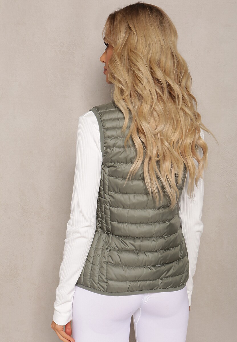 Zielona Kamizelka z Pikowaniem Bez Kaptura Bilettia