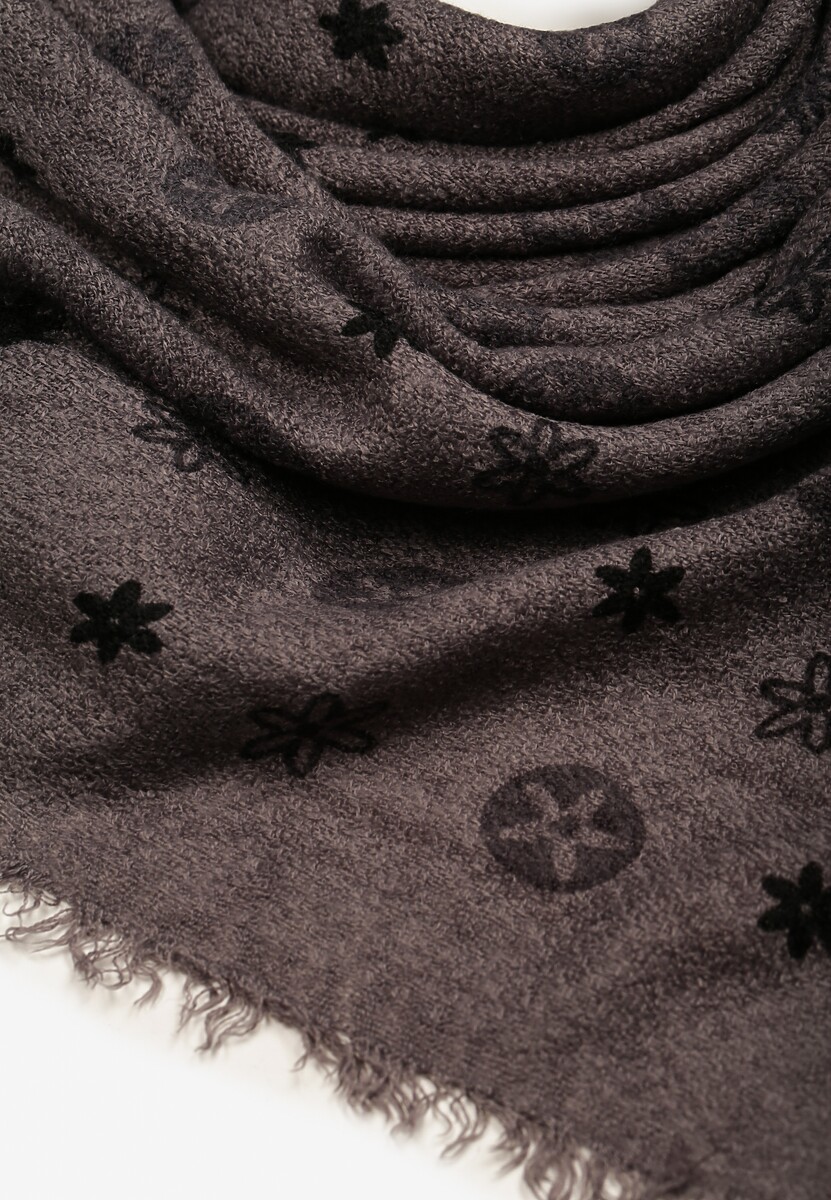 Ciemnoszary Szalik z Geometrycznym Motywem Nomida