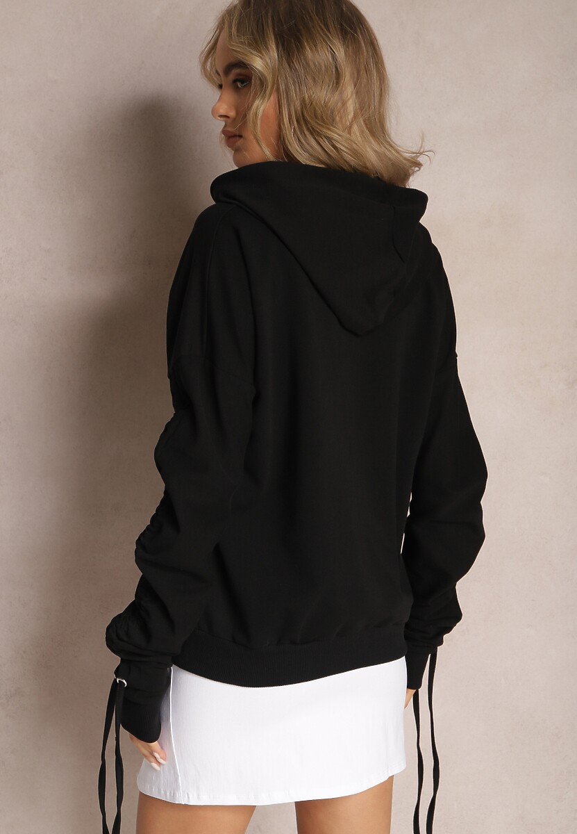 Czarna Bluza Bawełniana z Kapturem Dolcean