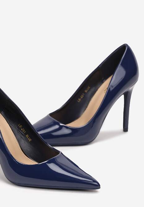 Granatowe Klasyczne Szpilki ze Szpiczastym Noskiem Rtivime