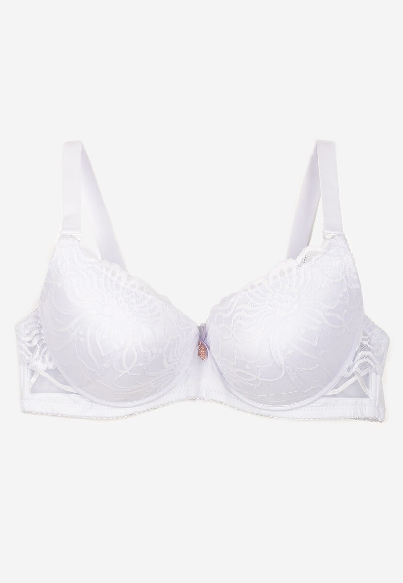 Czarny Koronkowy Biustonosz o Kroju Full Cup z Ozdobną Kokardką Doriri