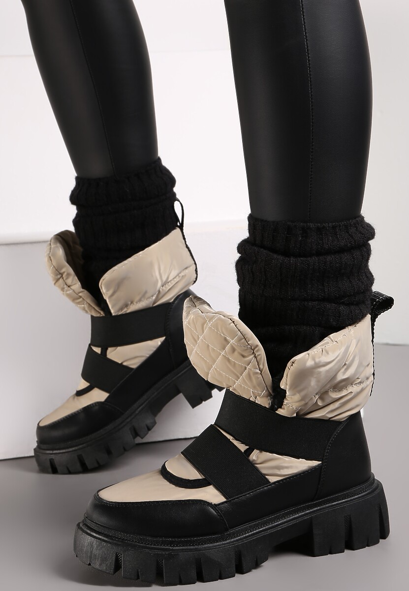 Czarno-Beżowe Śniegowce Arjis