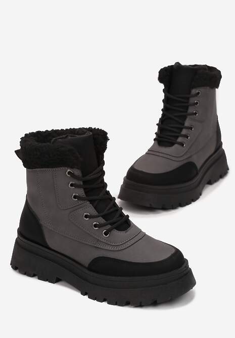 Czarne Traperki z Futerkiem Eidenope