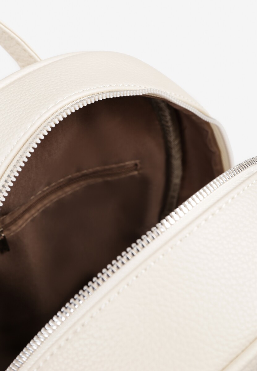 Biały Mały Plecak z Dodatkową Saszetką i Kieszenią z Suwakiem Pasianne