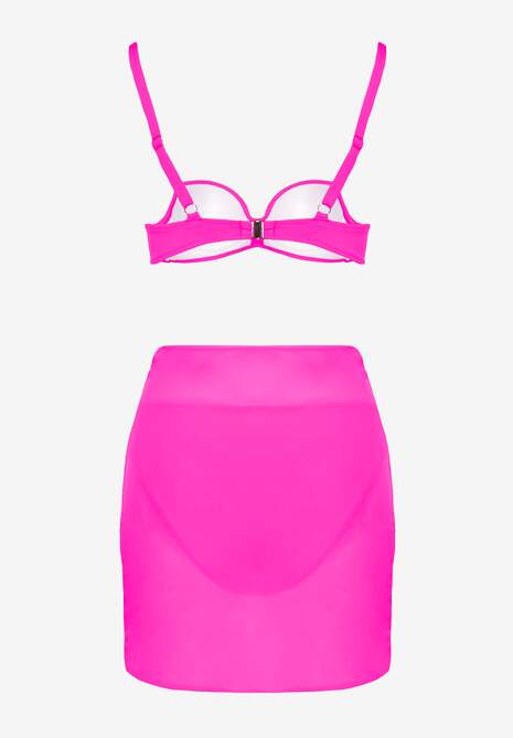 Fuksjowe Bikini Majtki Typu Figi Marszczony Biustonosz i Pareo Natovena