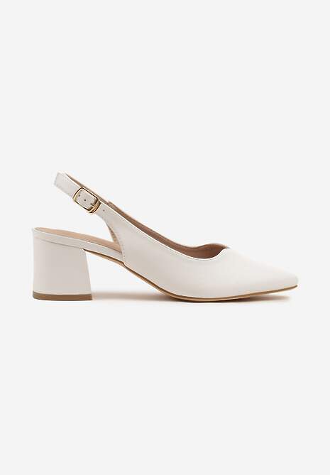 Białe Sandały Vices na Słupku Slingback ze Skórzaną Wkładką Ciaravien