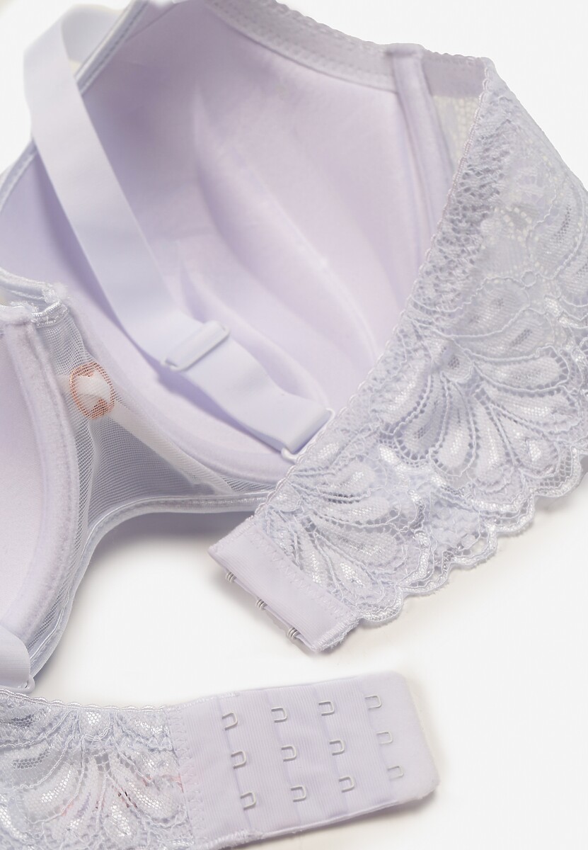 Biały Biustonosz Full Cup Pokryty Koronką Hiacinthia