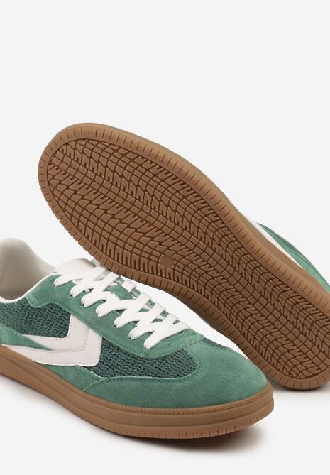 Zielone Sneakersy ze Skóry Naturalnej w Stylu Kultowych Tenisówek Faloretia