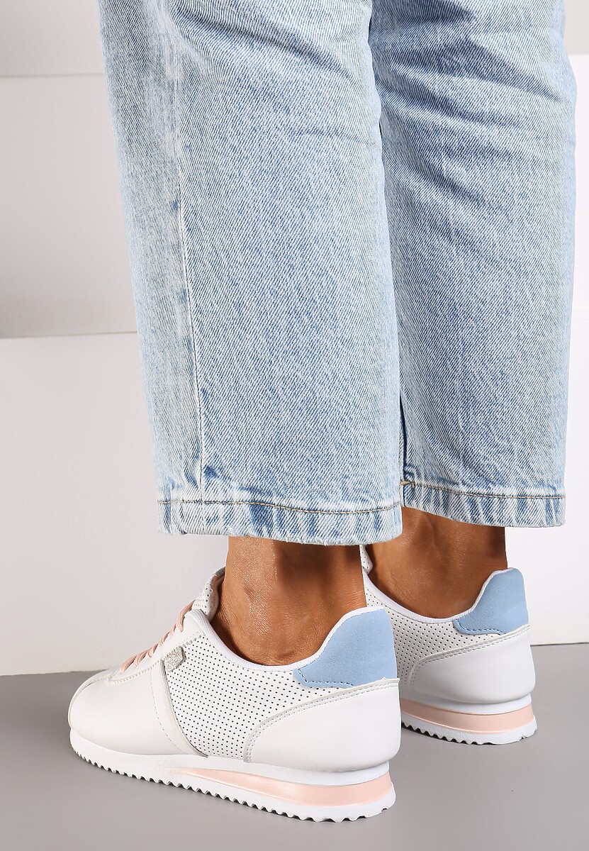 Białe Sneakersy z Przeszyciami Phyrise