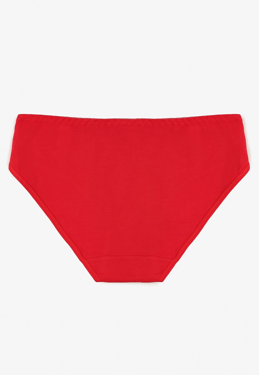 Czerwone Majtki Figi z Bawełny z Ozdobną Koronką Ersenlia