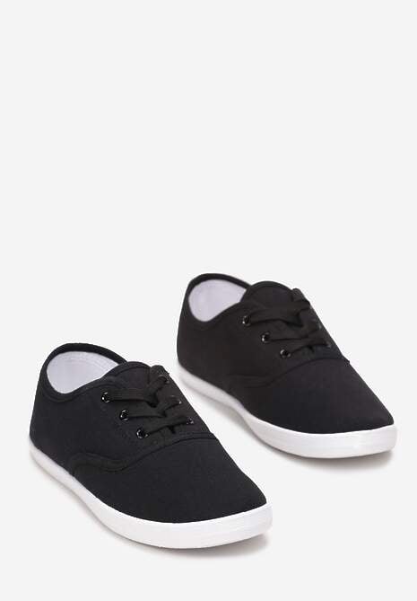 Czarne Sznurowane Tenisówki Przed Kostkę Jennessa