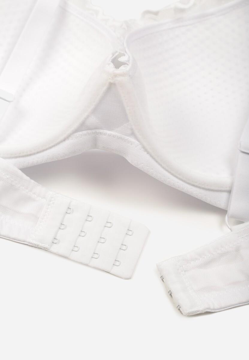 Biały Biustonosz Ozdobiony Koronką i Kokardkami Sellene