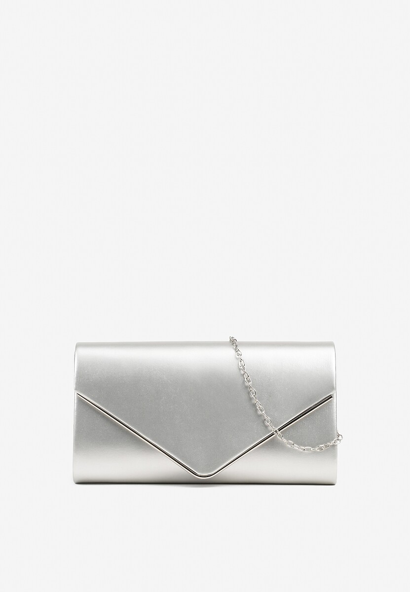 Srebrna Elegancka Torebka Kopertówka z Łańcuszkiem Pasenela
