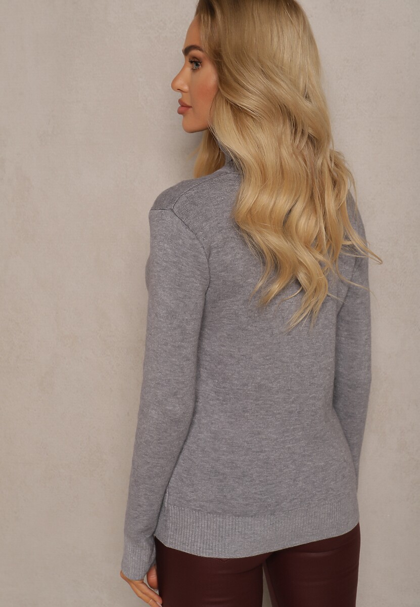 Szary Klasyczny Golf z Domieszką Wełny Zoziona