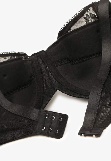 Czarny Biustonosz z Koronki Full Cup z Regulowanymi Ramiączkami Dimela