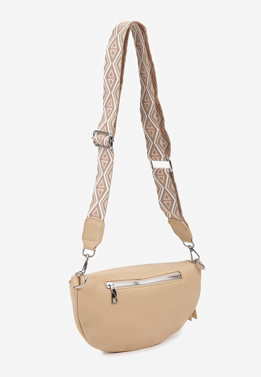 Ciemnobeżowa Nerka z Materiałowym Paskiem w Mozaikowe Wzorki Delavinea