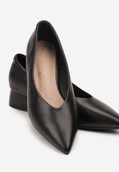 Czarne Czółenka na Słupku Vices ze Skórzaną Wkładką Alinire