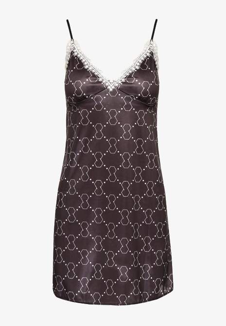 Czarny Komplet Piżamowy z Koronki Koszula na Cienkich Ramiączkach Szlafrok z Paskiem Bredefia