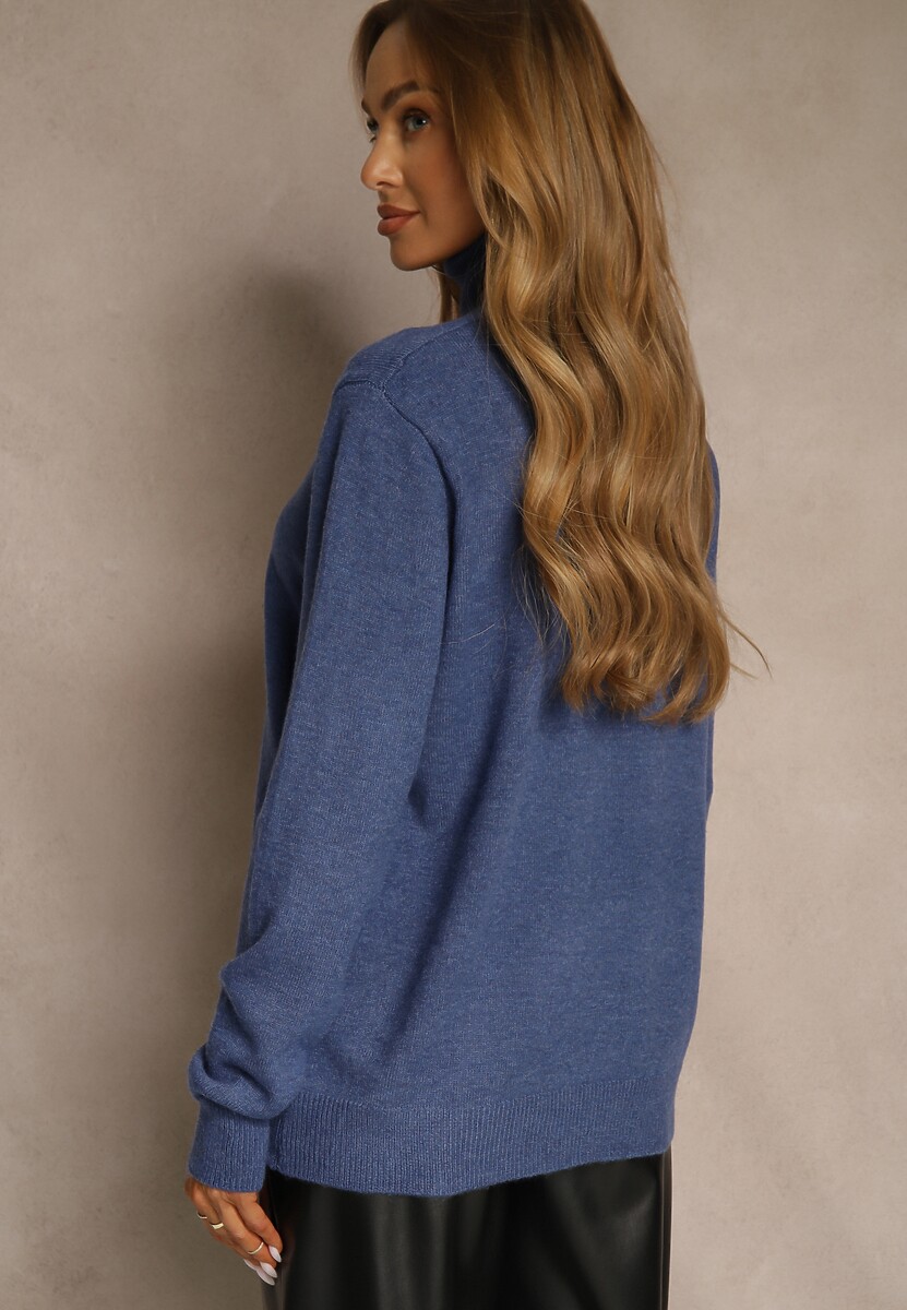 Niebieski Casualowy Golf z Bawełną i Wełną Reillisa