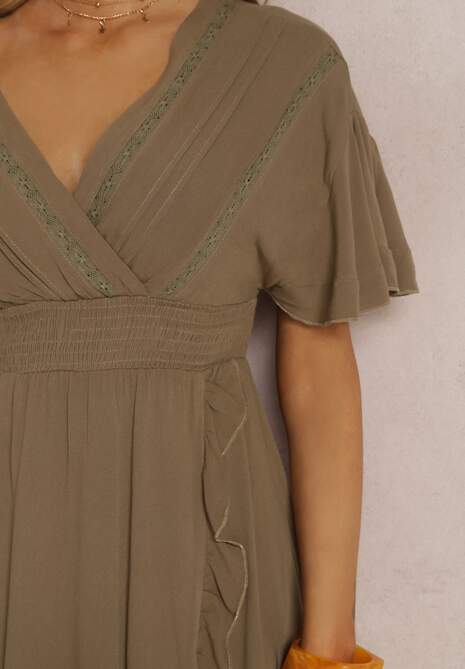 Ciemnozielona Sukienka z Wiskozy Phaeniore