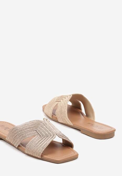 Szampańskie Klapki na Płaskiej Podeszwie z Cyrkoniami Tinena