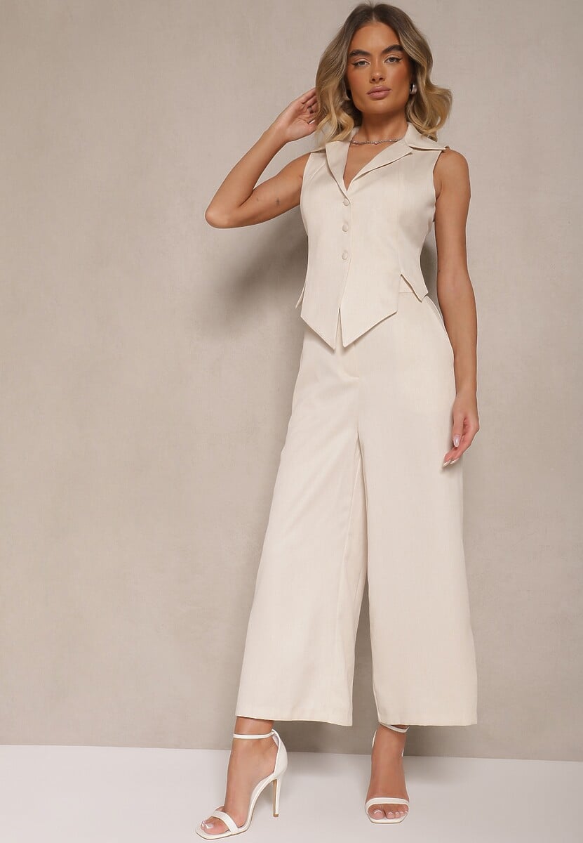 Czarne Garniturowe Spodnie o Fasonie Culottes Adeana