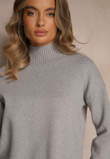 Szary Gładki Golf Casual Raliana