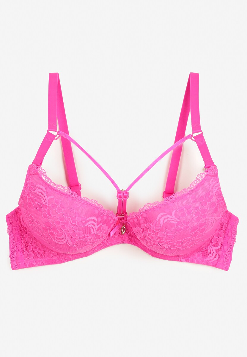 Fuksjowy Biustonosz Full Cup z Koronką Tinallore