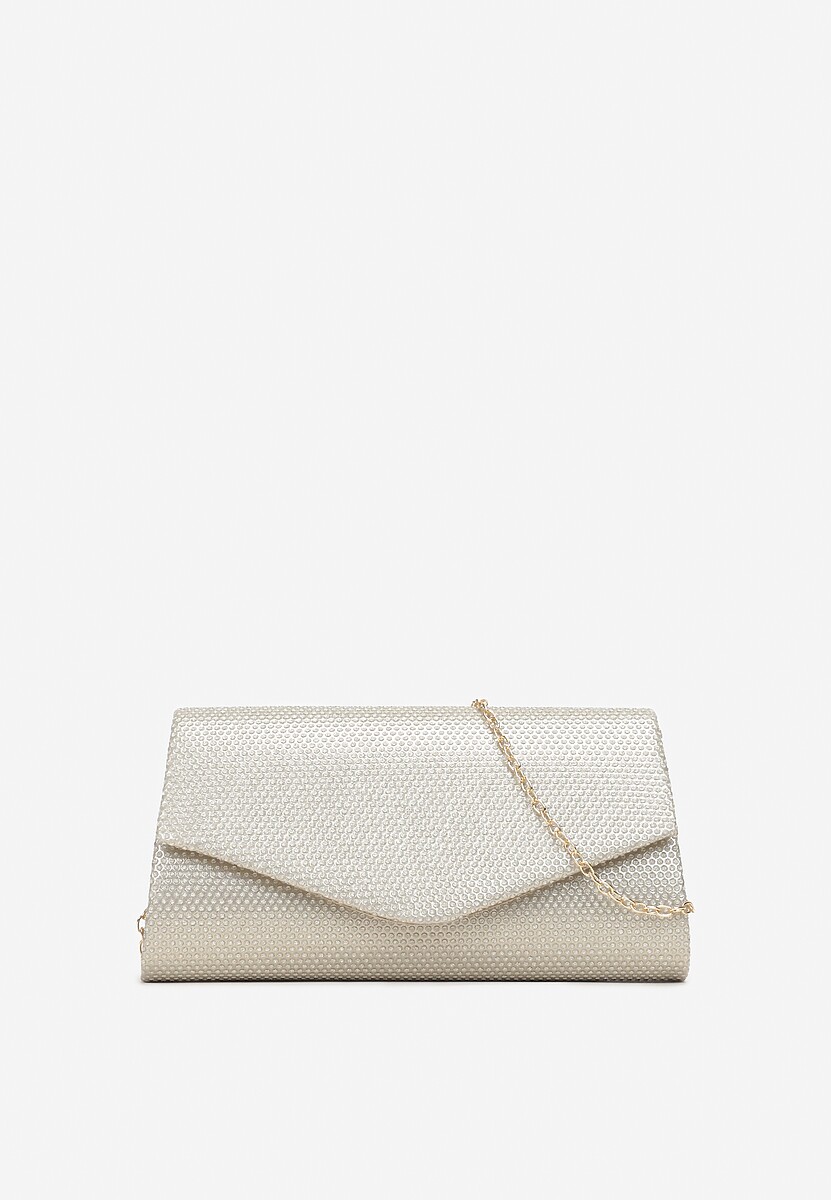 Złota Torebka o Fasonie Kopertówki z Brokatowym Zdobieniem Gracenia