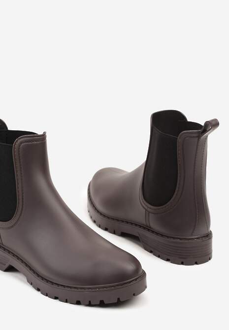 Brązowe Kalosze Sztyblety na Płaskiej Podeszwie Irinndria