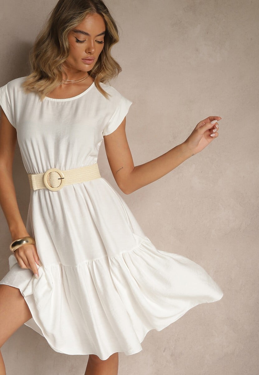 Ciemnozielona Rozkloszowana Sukienka z Wiskozy Linurea