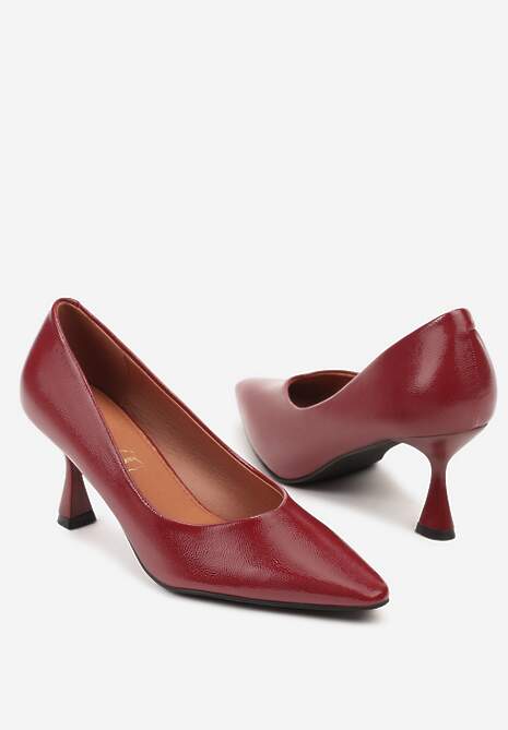 Bordowe Eleganckie Czółenka Vices na Klepsydrze ze Skórzaną Wkładką Dedvire