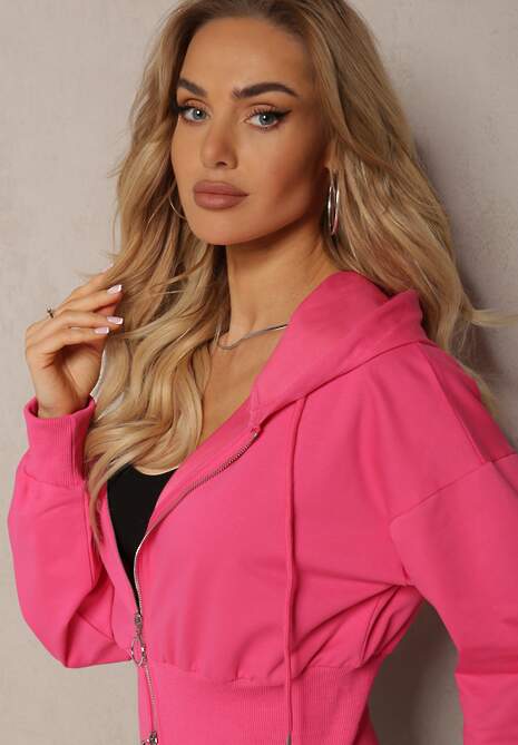 Fuksjowa Taliowana Bluza z Kapturem Zapinana na Zamek Błyskawiczny Vireapa