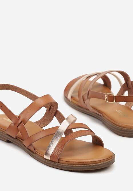 Brązowe Sandały z Ozdobnymi Paskami Davirena