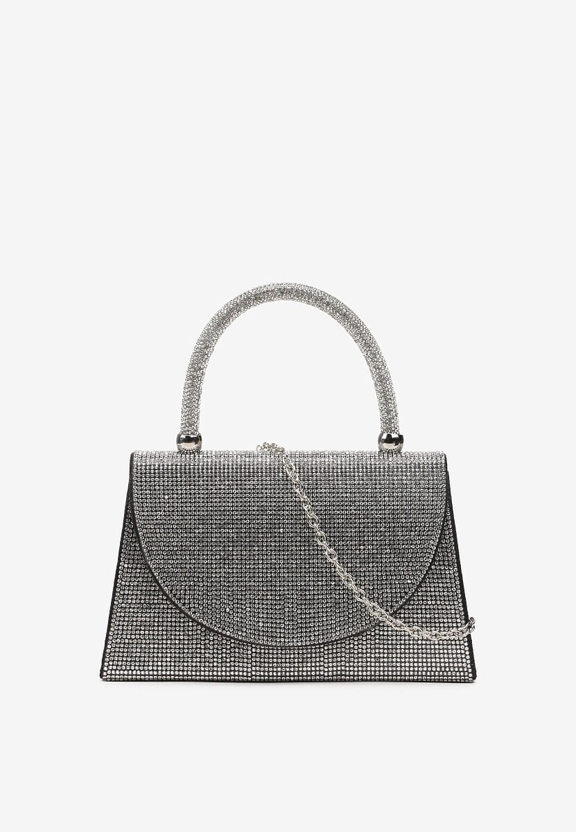 Czarna Błyszcząca Torebka z Rączką i Łańcuszkiem Joline