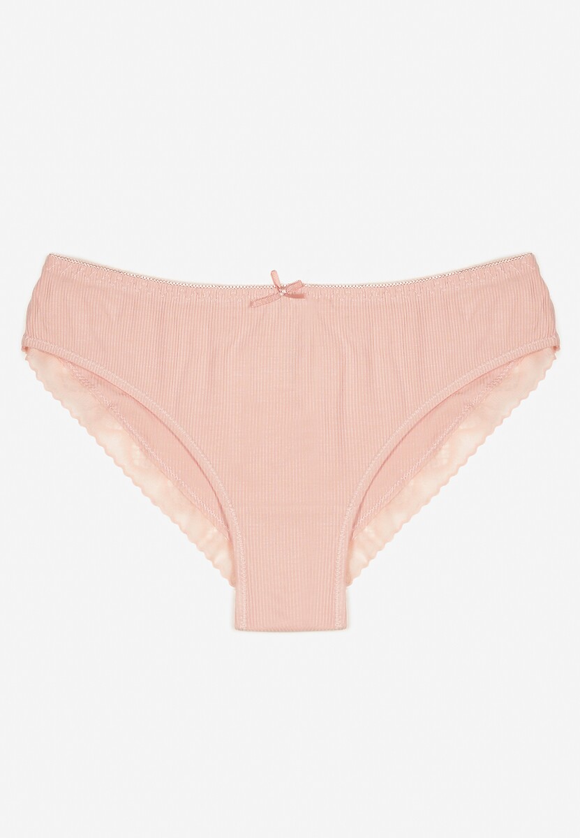 Beżowe Bawełniane Majtki z Kokardą i Koronką Tamielis