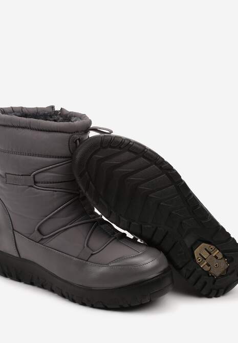 Szare Śniegowce z Futrzanym Ociepleniem i Elastycznym Ściągaczem Tinasira