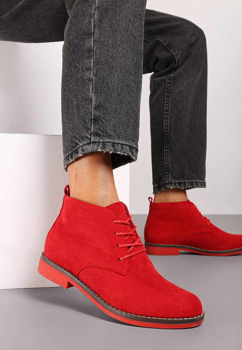 Ciemnobeżowe Botki z Sznurowaniem Wasicia