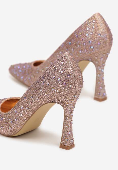 Szampańskie Szpilki w Klasycznym Stylu Ozdobione Cyrkoniami Brokatem Rivashea