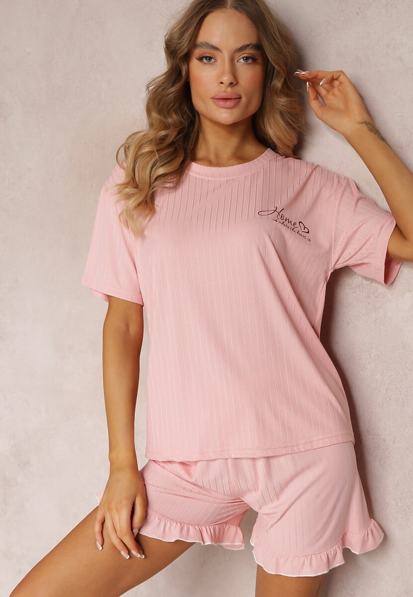 Różowy Komplet Piżamowy 2-częściowy Iodia