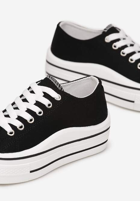 Czarne Sznurowane Trampki przed Kostkę Monserie