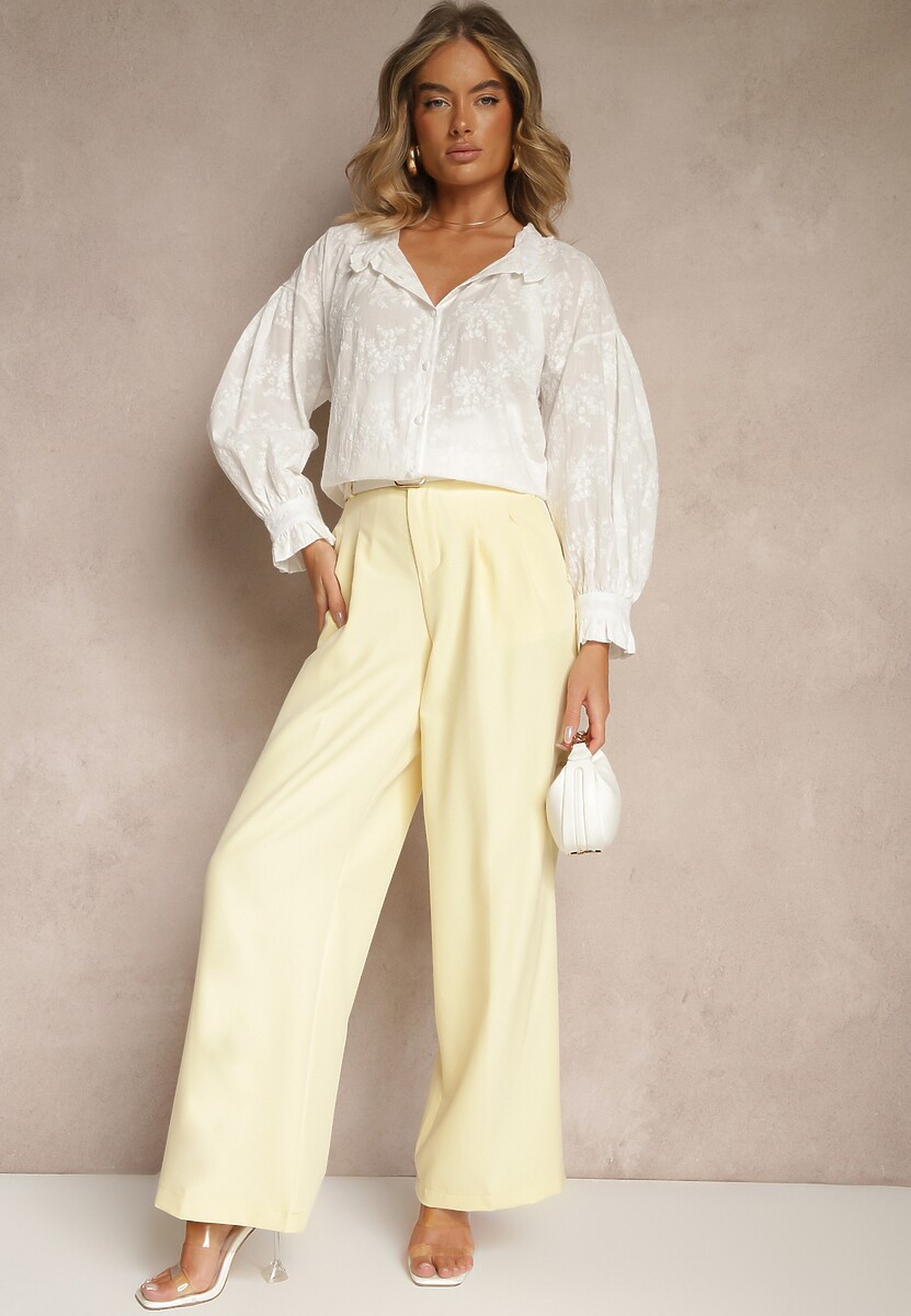 Biała Koszula z Bawełny z Delikatnym Haftem Nikoridie