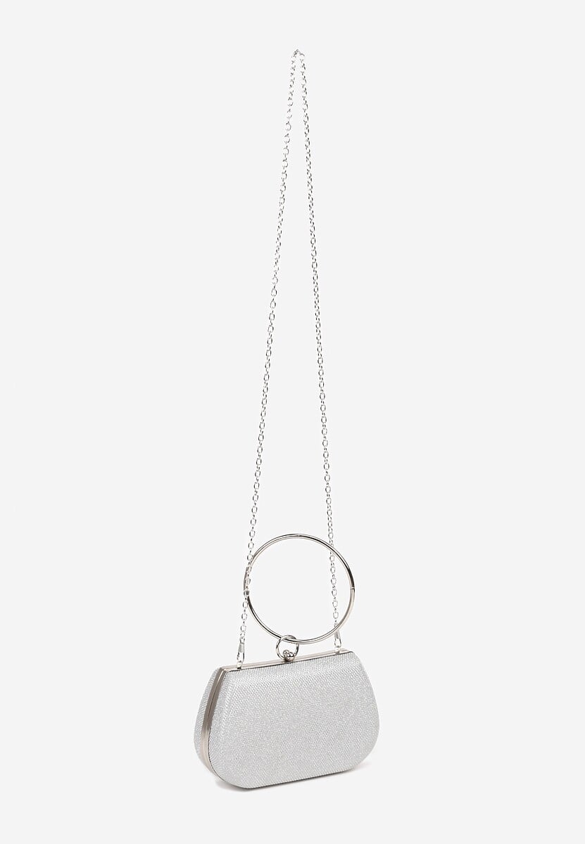 Srebrna Torebka Typu Kopertówka Ozdobiona Okrągłym Uchwytem Tolarania