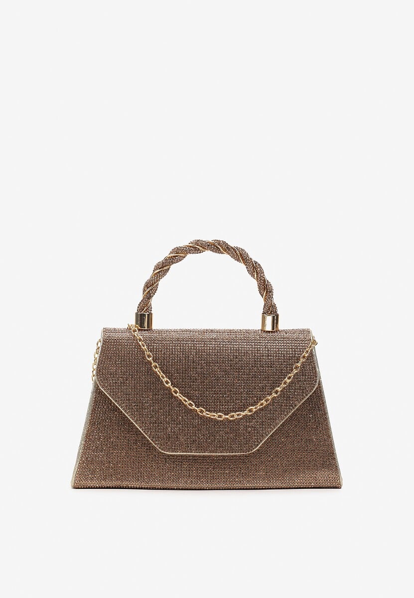 Srebrna Mała Torebka w Cyrkonie z Rączką i Łańcuszkiem Twistelle