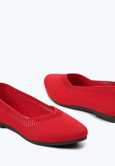 Czerwone Płaskie Balerinki Plecione z Ozdobnymi Wycięciami Daniya