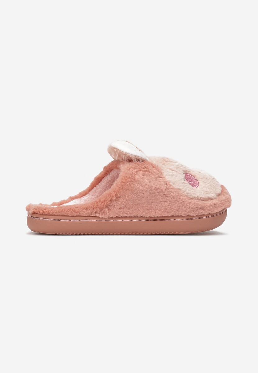 Ciemnoróżowe Pluszowe Kapcie z Królikiem Heas